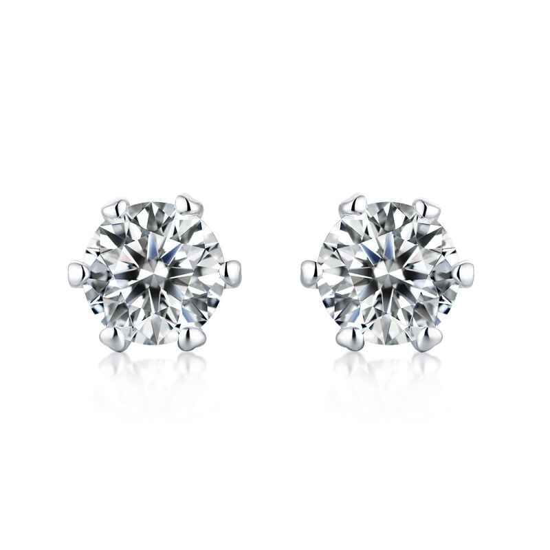 Klassische 925 Sterling Silber Engagement Ohrringe Brilliant Cut Diamant D Farbe 0,5 Karat Runde Schneeflocke Moissanite Stud Ohrringe: Fluoreszierende Gelbe