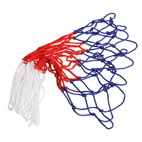 Standard nylon basketball nettråd sport basketball hoop mesh bakbord felg ball pum 12 løkker hvit rød blå