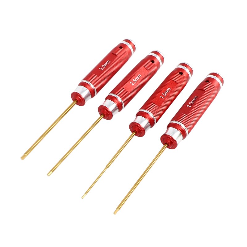 4PCS Hexagon Screwdriver Set - 1.5-3.0mm Titanium Coated - Non-Slip RC Tool