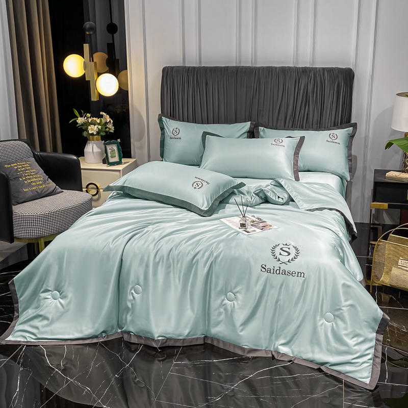 Sommer Schlaf Luxus Decke freundlicher Bettwäsche Hause Bettdecke Königin König Größe Bettwäsche Leinen: 200x230cm / Blau Grün