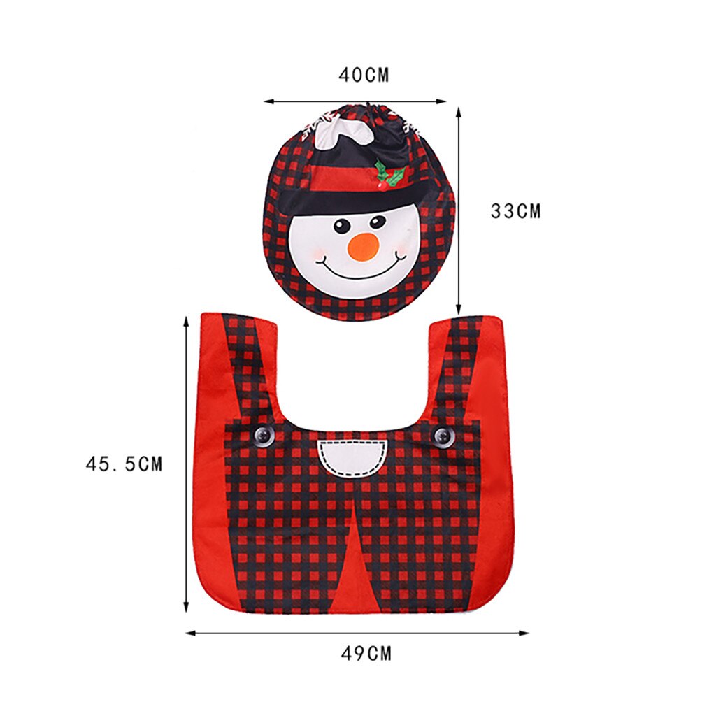 2Pcs Christmas Santa Decoration Toilet Seat Cover And Carpet Cover Combination DIY Colorful Xmas Photo Prop For Christmas Xmas