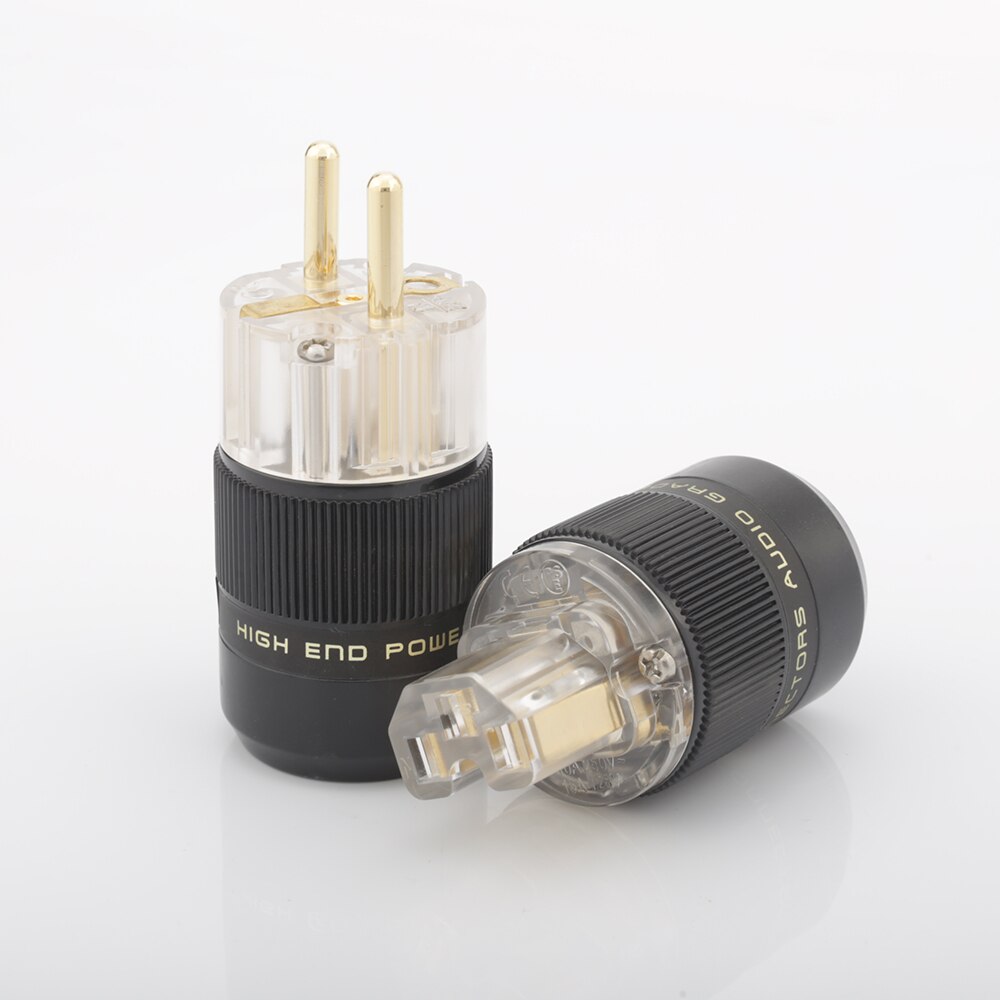 Schuko Power Plug EU Plug Hifi European plug Male Female Power Plug 24K Gold plated Rhodium silver Plated HIFI diy: T-24K Gold Plated