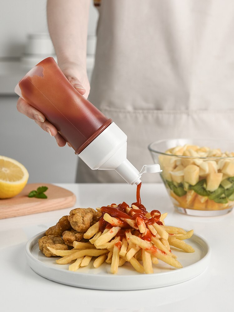 250ML Kitchen Oil Bottle Food Grade Plastic Squeeze Bottle Salad Dressing Bottle Condiment Bottles Transparent Inverted Squeeze