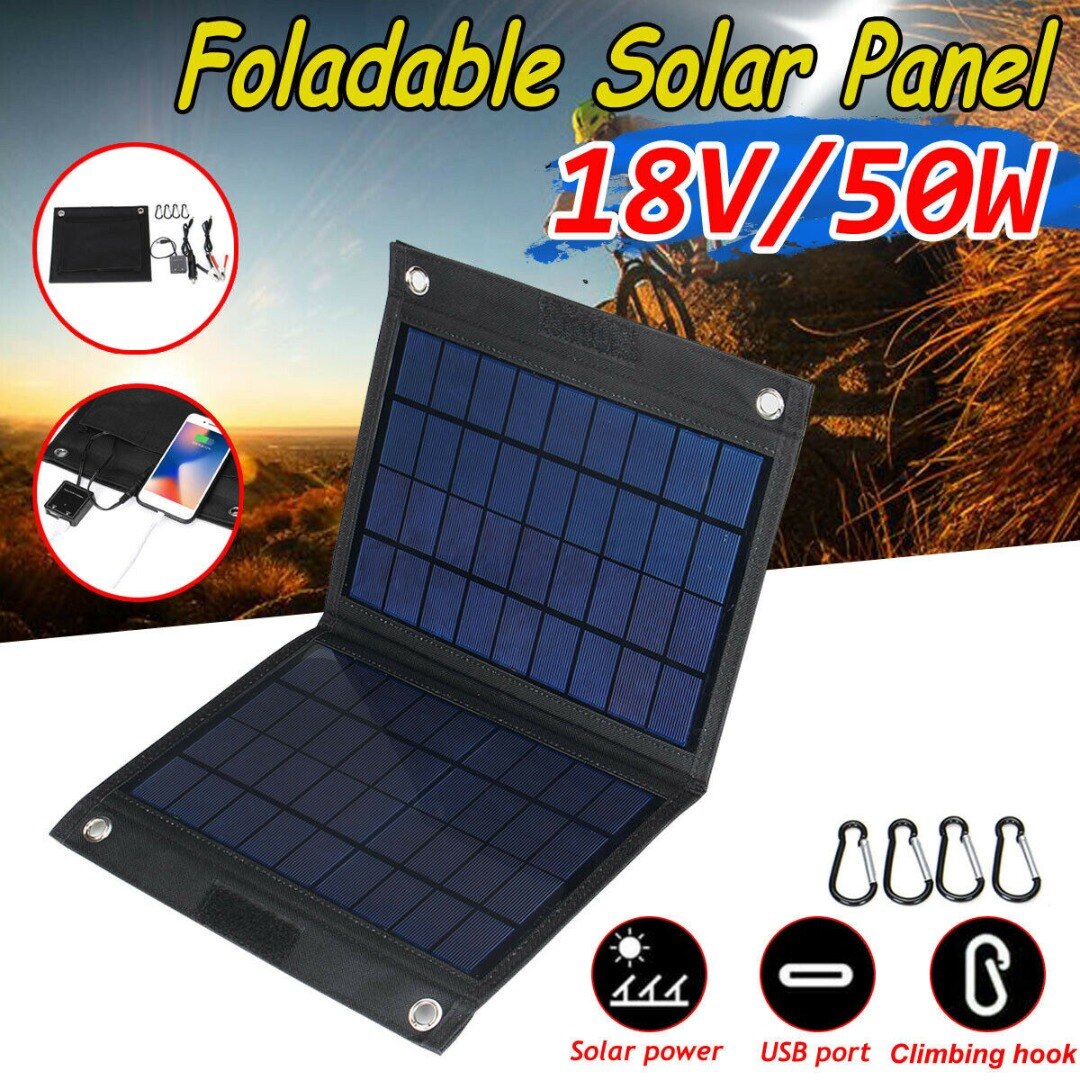 Pohiks Flexible Solar Charger 80W 18V Monocrystalline Solar Panel Led Light RV Battery Boat Waterproof Outdoor Charger