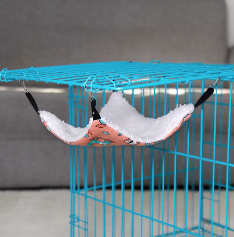 Warme Plüsch Hamster Hängematte Kleintier Doppels chicht verdicken Schlafsack Nest Haustiere Ratte Eichhörnchen hängen KäFeige Haus: L / Licht Grün