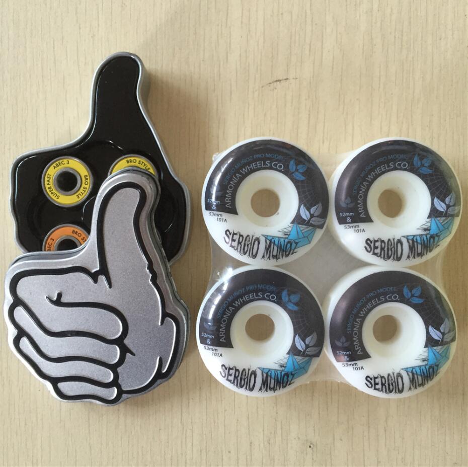 Pro Bro style skateboarding bearing ABEC-3with Multi 51-53MM 100a &101a Skate Wheels for street skateboarding: Sergio 52mm