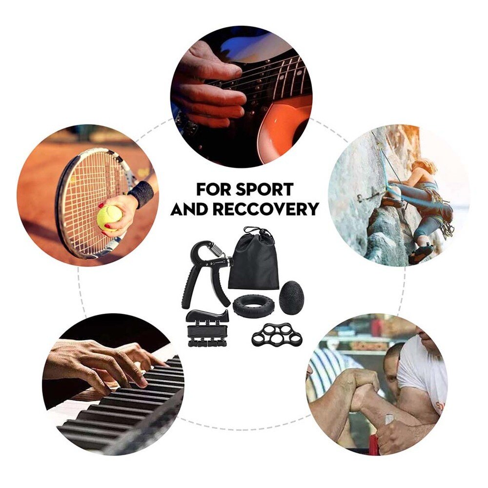 5PC adjustable hand grip strengthener Fitness carpal expander Finger forearm muscle recovery heavy trainer exercise equipment