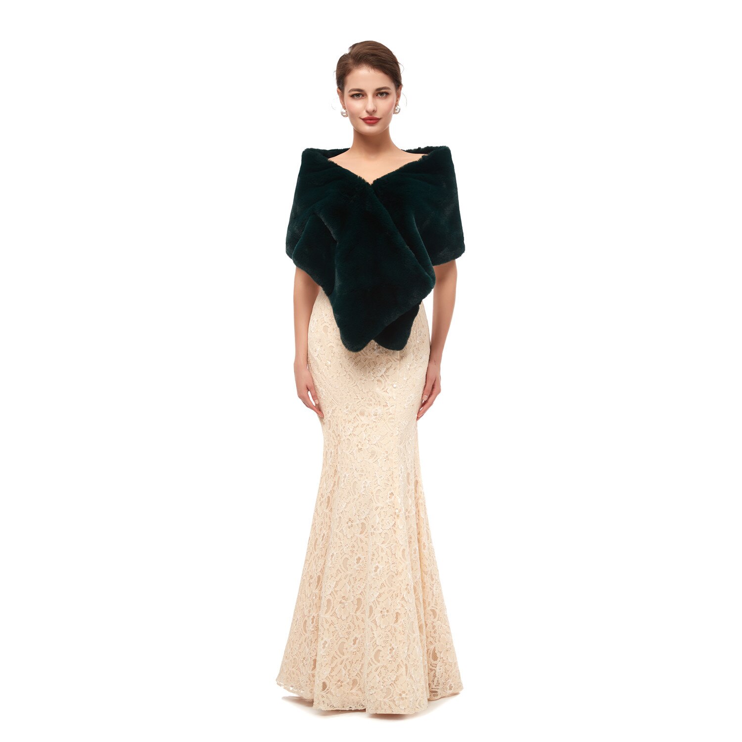 neue Pelz Frauen Bolero Braut Schal Faux Fell wickeln Bolero Hochzeit Kap Braut Schal Pelzcape Winter Elfenbein Braut Mantel Bolero: 133