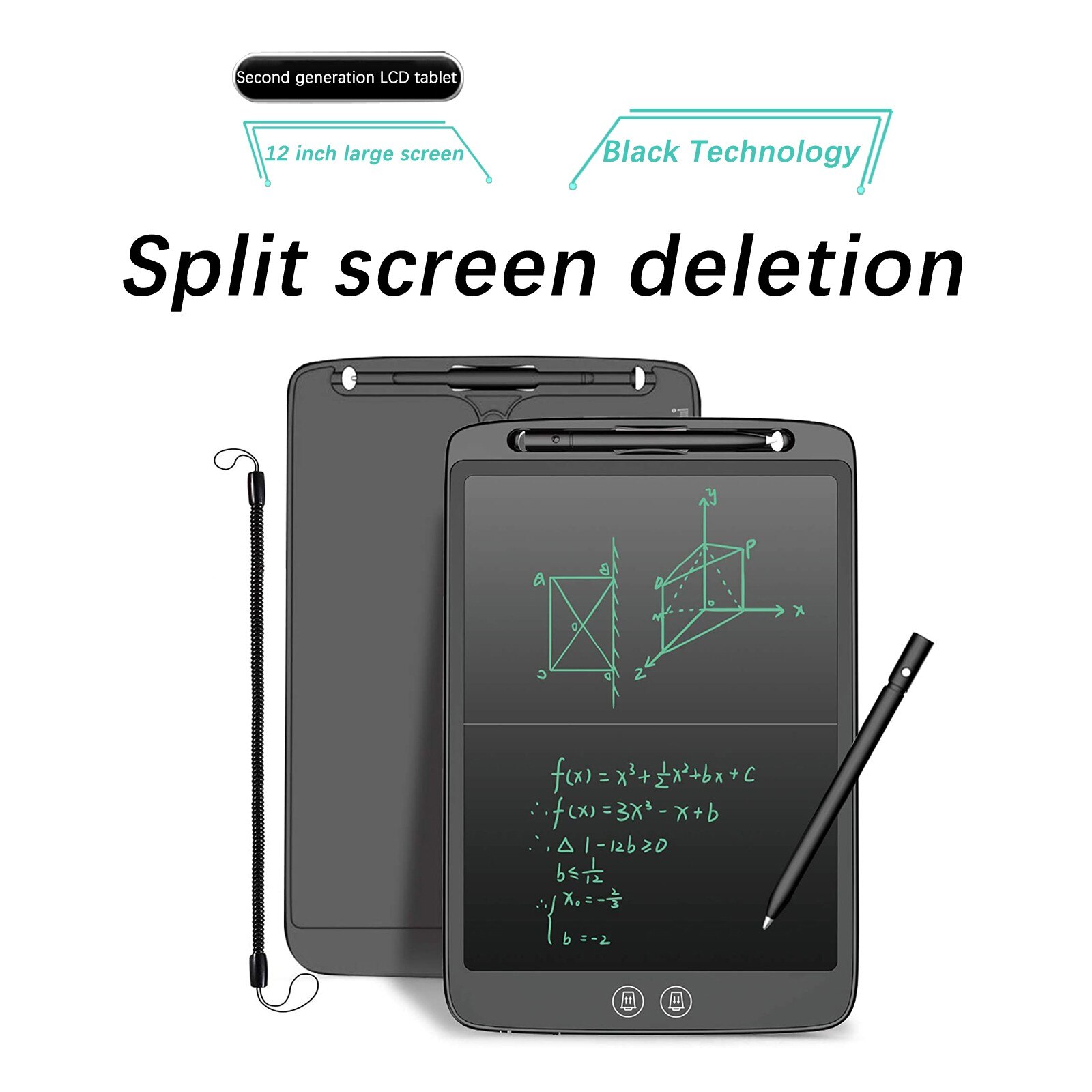 12Inch LCD Handwriting Board with Stylus Magic Board Split Screen Graffiting Drawing Board Writing And Correction Board