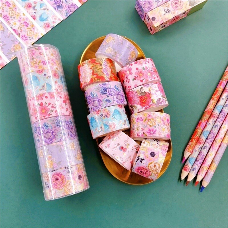 6 stuks washi tape set diy decoratie scrapbooking planner papier afplaktape label sticker briefpapier