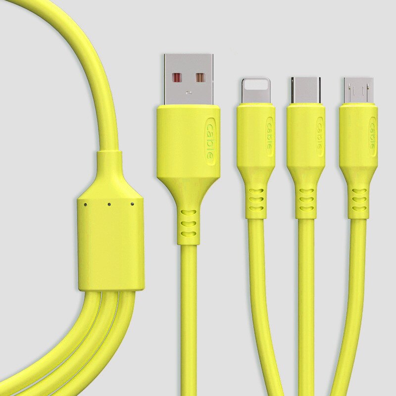 Kabel USB 3w1 robić iphone'a szybka ładowarka kabel ładujący robić telefonu z systemem android typ c xiaomi huawei Samsung ładowarka robić ipada: żółty