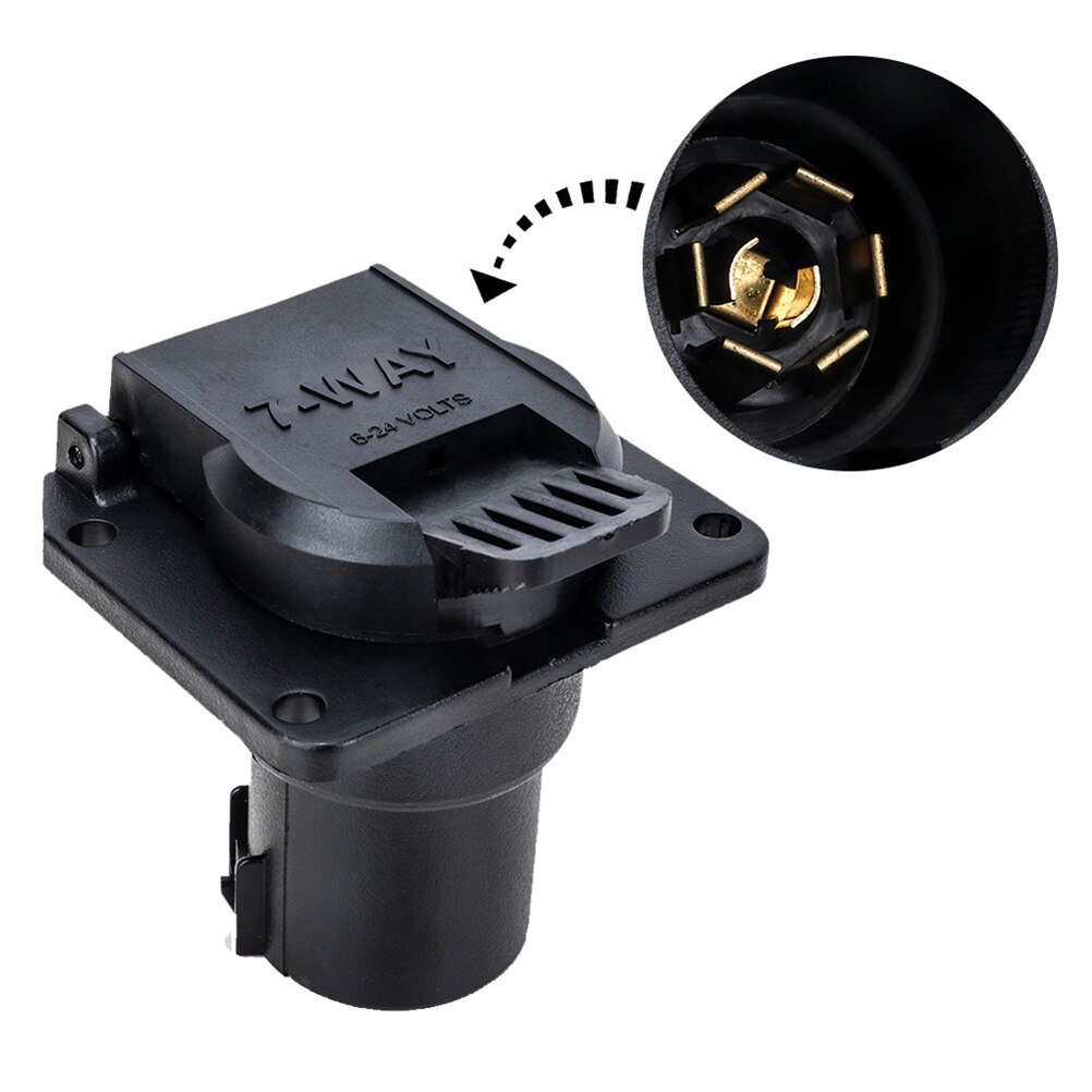 6-24V 7 Pin Oblate Trailer Plug 7 Way Blade Socket Adapter Wiring Connector With Round Dust Cap For Motor Home Cars A30