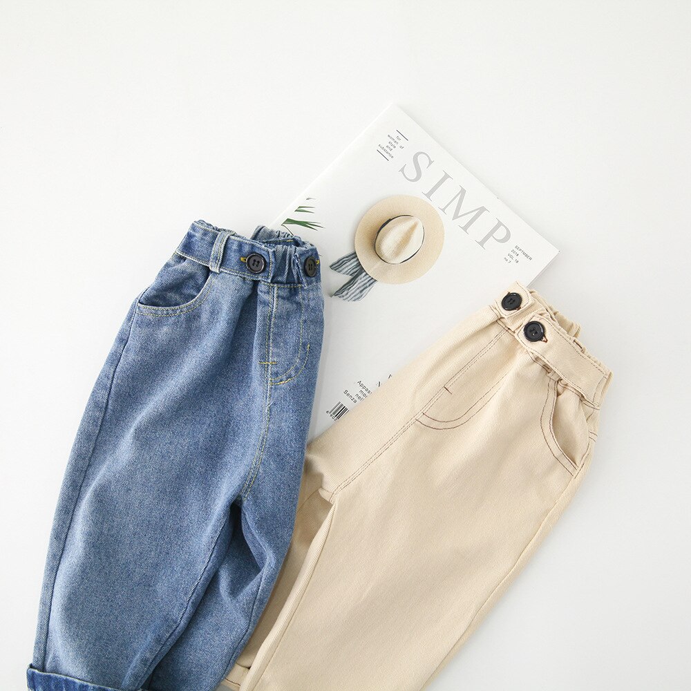 WLG-jeans d'automne pour garçons et filles | Pantalons en denim pour enfants, bleu et beige, à la , pour bébés