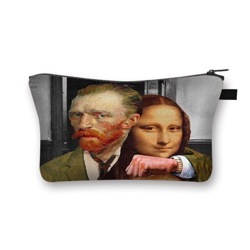 Fun-Bolso de cosméticos spoof Mona Lisa para mujer, neceser de viaje para cosméticos, monedero portátil