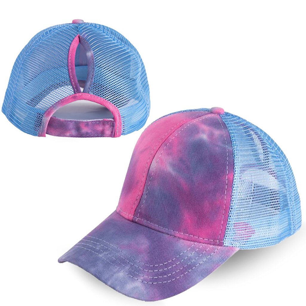 Mannelijke Outdoor Verstelbare Mesh Baseball Cap Mode Baseball Hoed Tie-Dye Cap Ademend Sport Cap Zomer Cap: Light blue