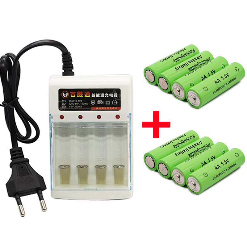 Tag 3000 MAH oplaadbare batterij AA 1.5 V. oplaadbare Alcalinas drummey + 1pcs 4-cell battery charger