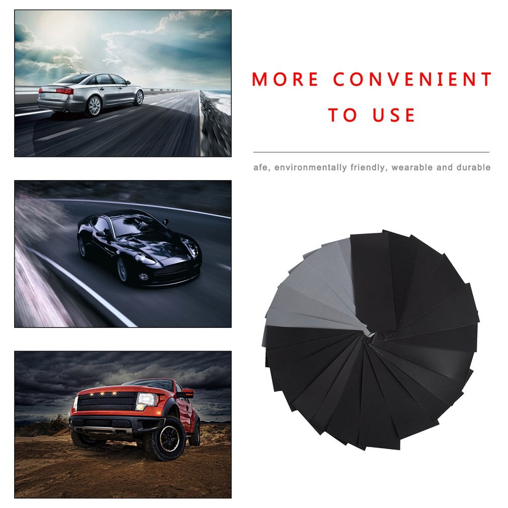 42 Sheets Black Waterproof Abrasive Paper Silicone Carbide Electro Coated Abrasive Paper Wet&Dry Usable