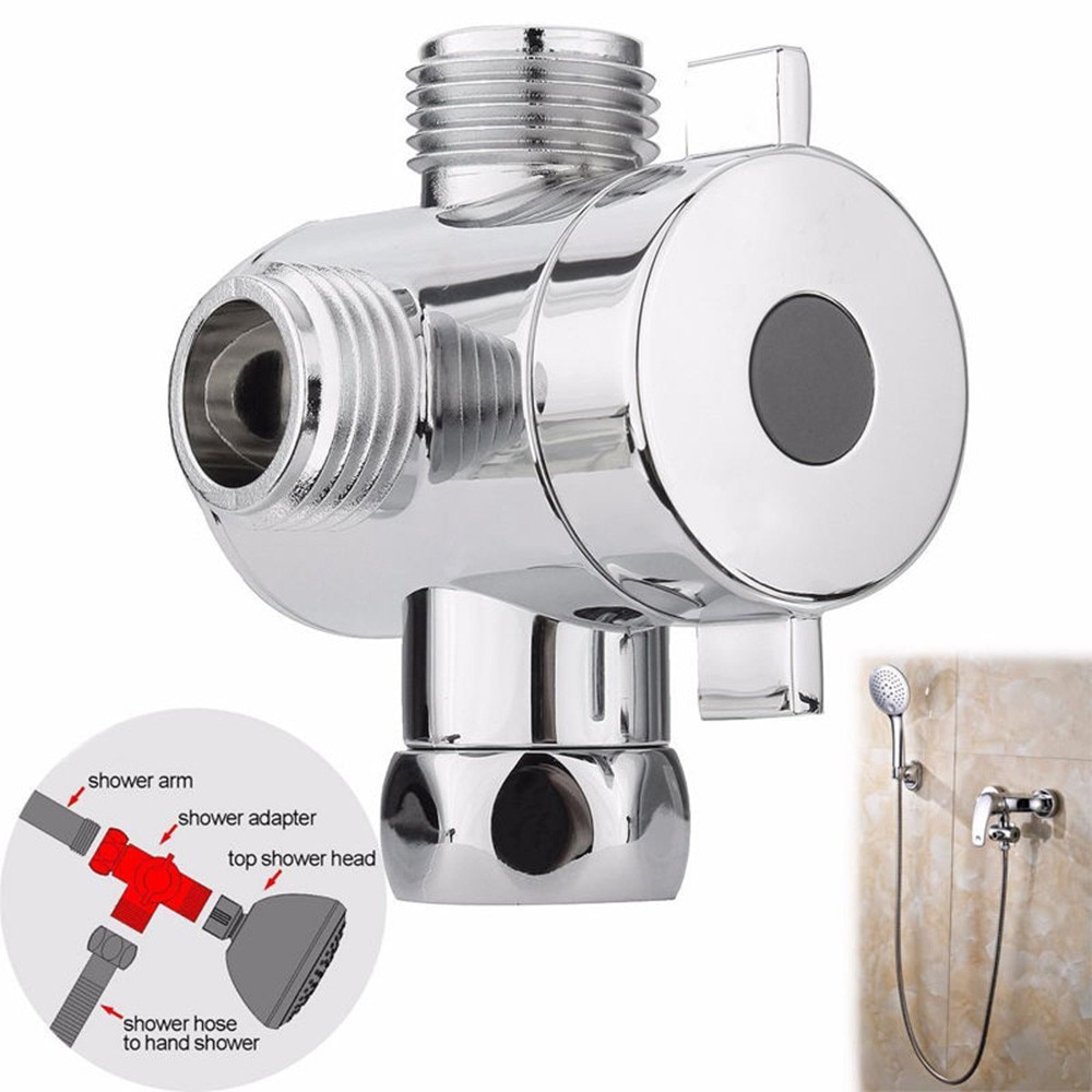 1/2 Inch ABS Chrome 3 Way Diverter Hose Fitting Tee T Shape Adapter Connector for Angle Valve Hose Bath Shower Arm Toilet Douche: 1pc