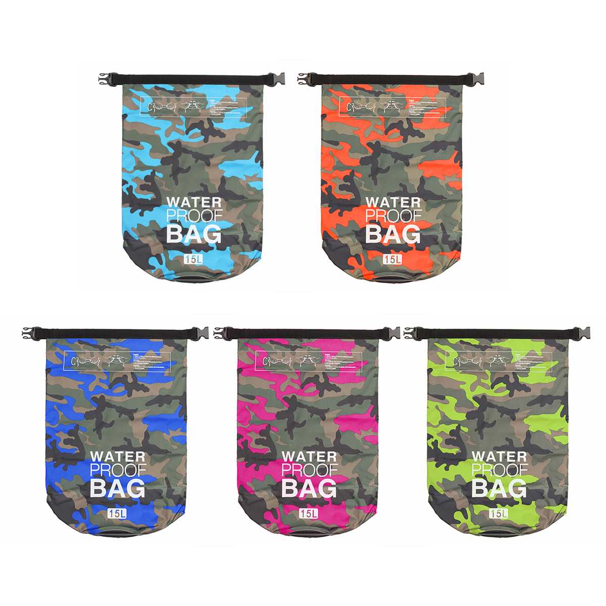 15L PVC Waterproof Dry Bag Camp Outdoor Camouflage Diving Foldable Man Women Beach Swimming Bag Rafting River Ocean backpack