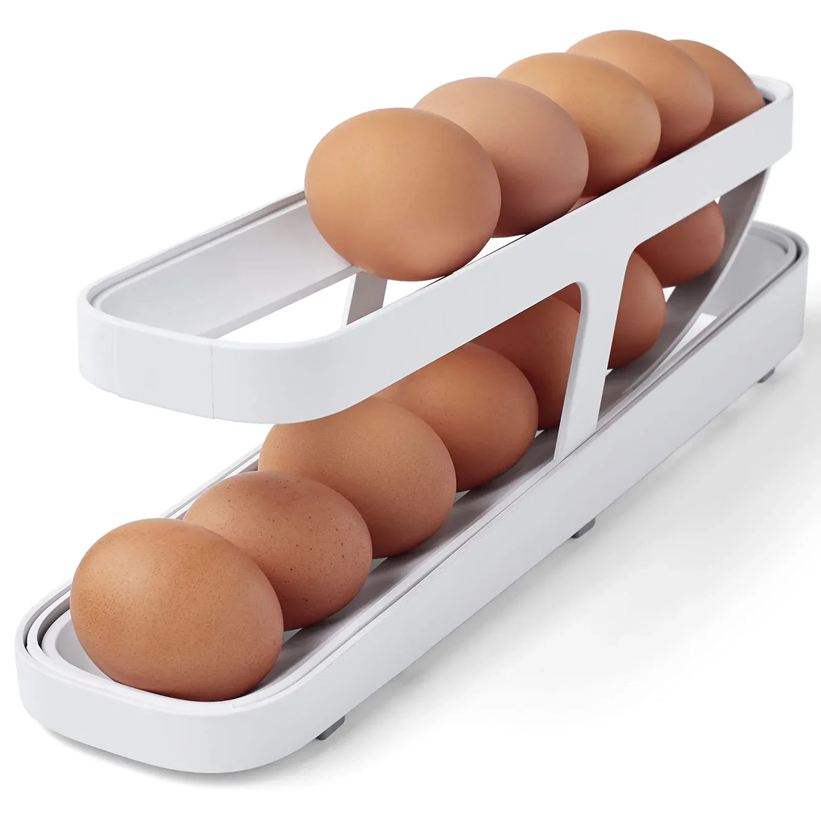 Automatisches Scrollen Eier Regal Halfter Aufbewahrung sbox Eierkorb Behälter Organizer Rolldown Kühlschrank Eier Spender für sterben Küche: Licht Gelb