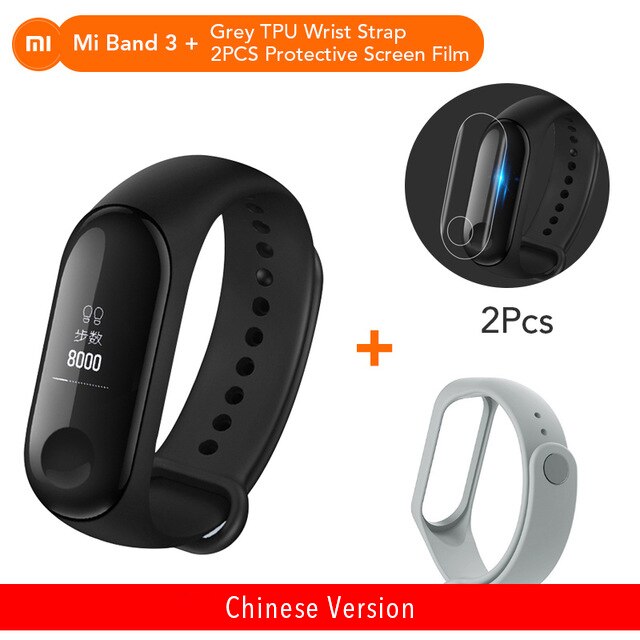 Originale Xiaomi Mi banda 3 Monitor di Frequenza Cardiaca di Bluetooth 4.2 Xaomi di Sport Intelligente Braccialetto OLED Miband 3 Smartband: Add Gray Strap