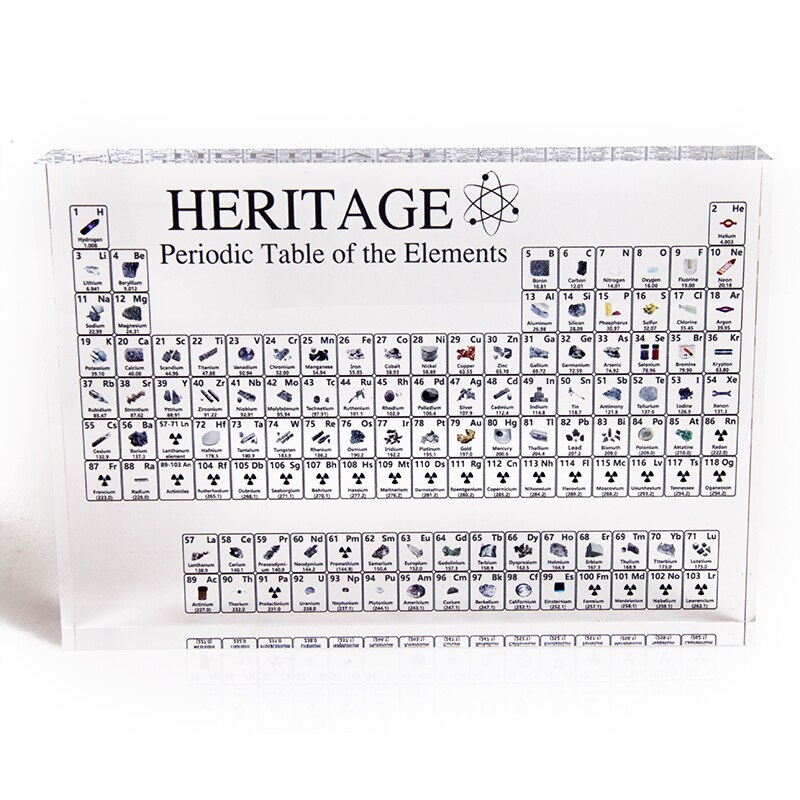 Acrylic Transparent Periodic Table Display With Real Elements Kid Teaching School Day Chemical Element HERITAGE Decor