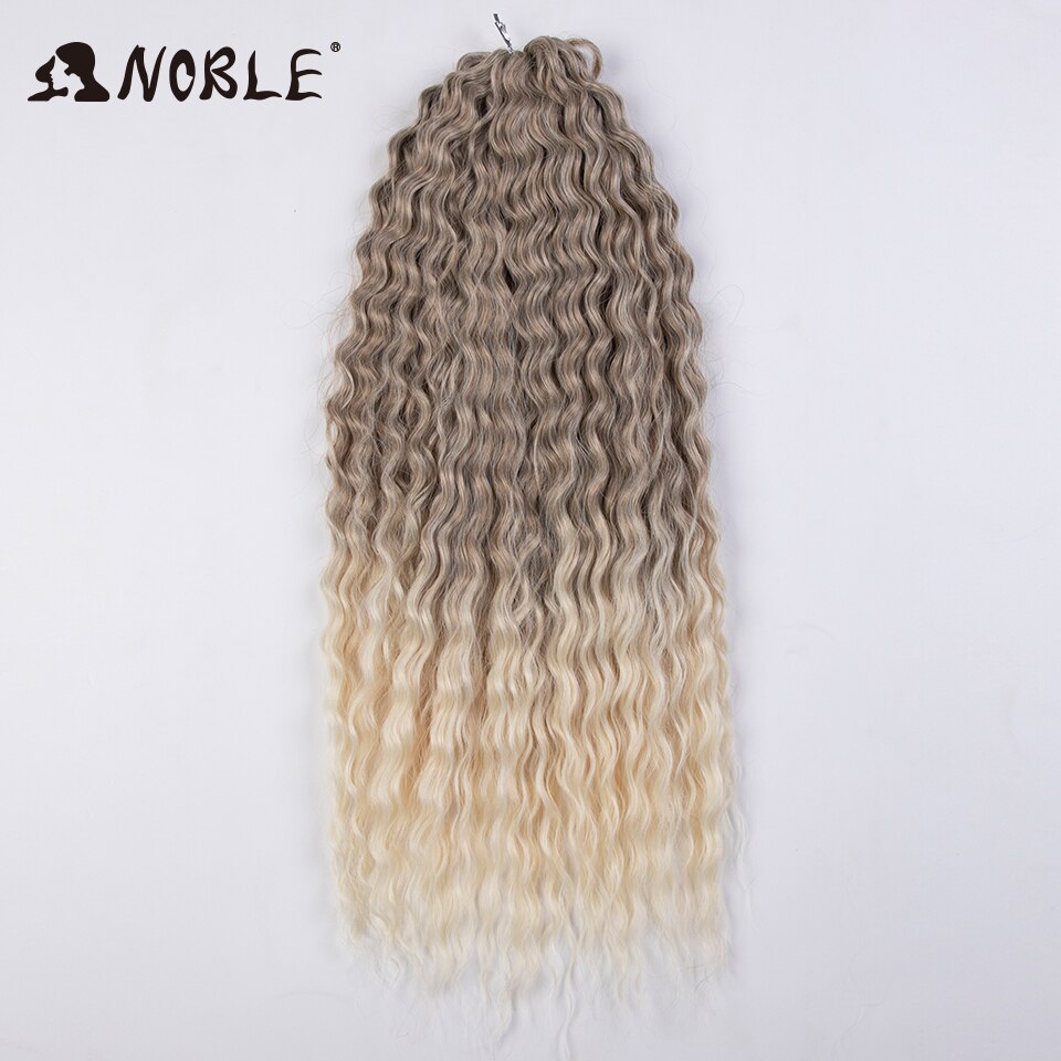 Extensiones de cabello trenzado de onda profunda sintética, pelo rizado de ganchillo, giro de pelo Noble, 24 pulgadas, resistente al calor: 22/613#