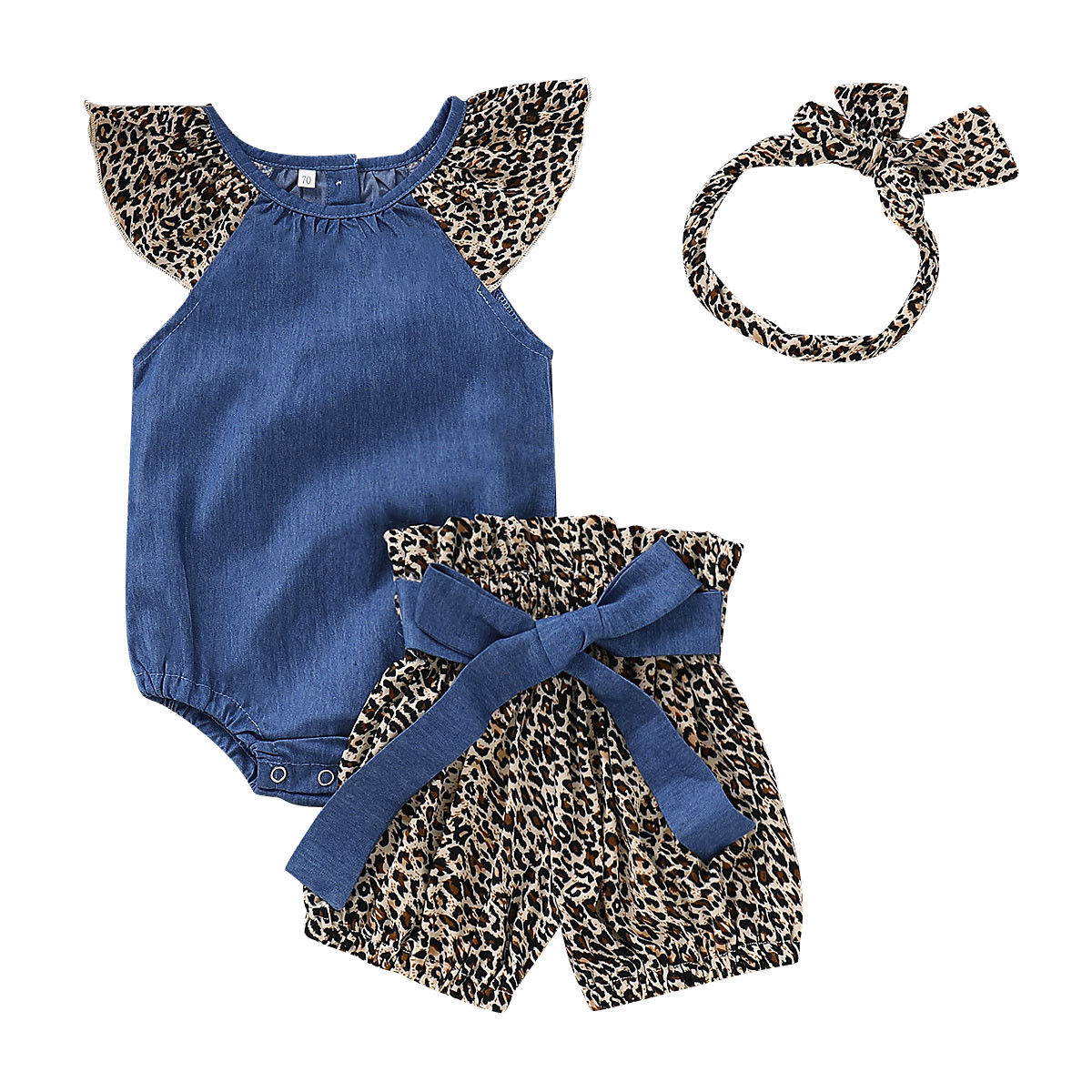 3 stuks 0-24m zomer baby meisjes kleding sets tops romper luipaard broek hoofdband outfits sets kleding