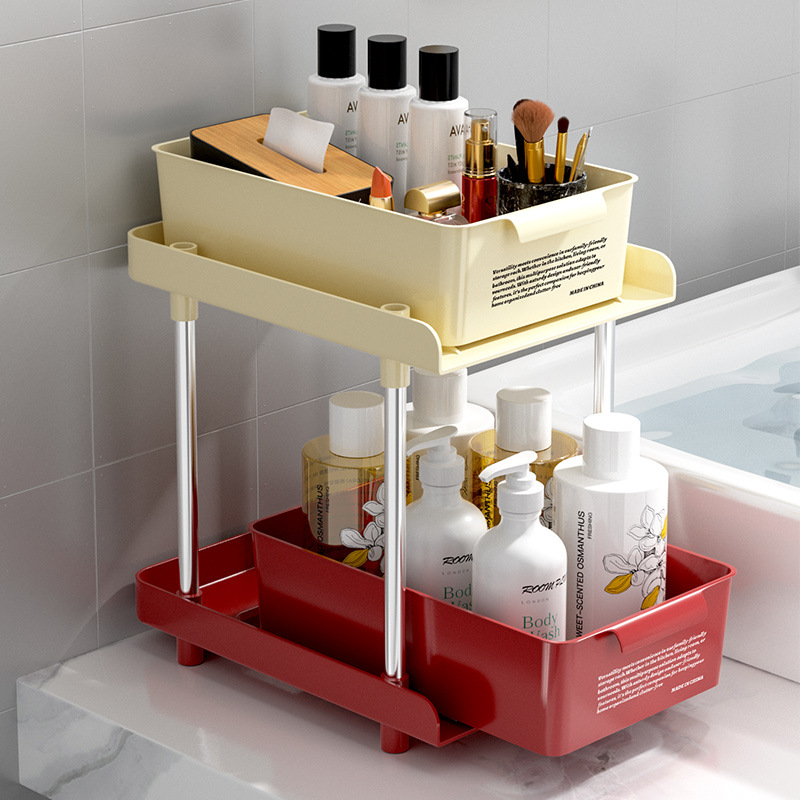 2/3tiers Pull-out Storage Shelves Desktop Storage Shelves Countertop Spice Sorting Racks Household Multi-functional Shelves