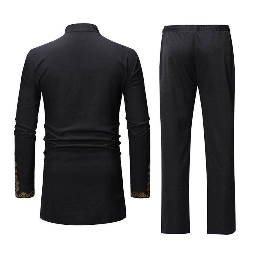 Conjunto de pantalones y camisa de manga larga para hombre, ropa de calle con estampado 3D de estilo africano, Hip-Hop, Dashiki