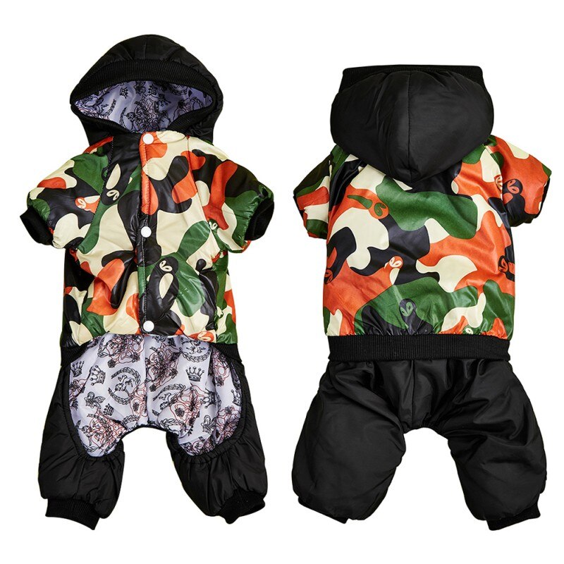 -Hiver bouledogue français Camouflage Costumes pour chien neige doudoune manteau pour petit moyen chien vêtements pour animaux de compagnie combinaison