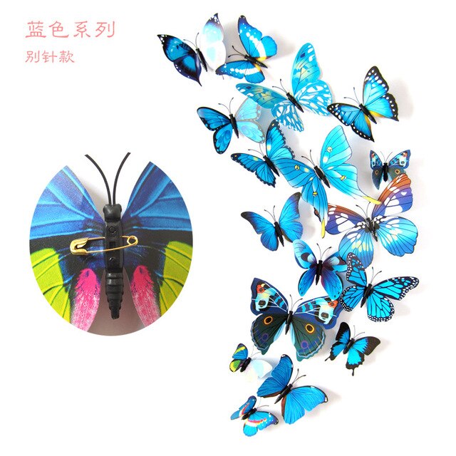 12PCS/Lot Garden Colourful Butterfly Decorative Stakes Wind Spinners Garden Decorations Simulation Butterfly: Yellow