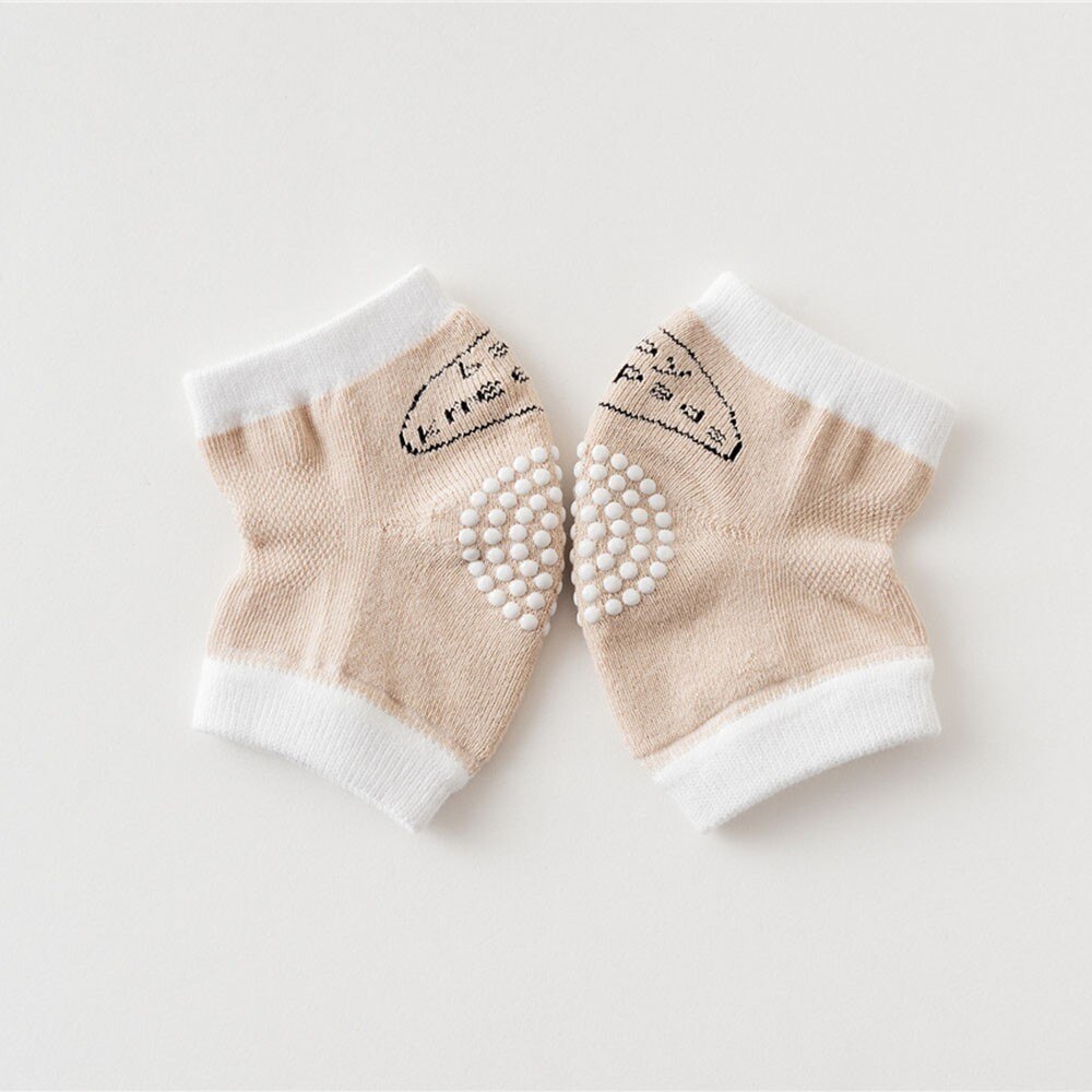 1 Paar Kids Dot Leuke Kruipen Elleboog Kneepad Kussen Peuters Baby Meisjes Jongens Knee Pads Protector Veiligheid Mesh Baby Been warmer: Khaki