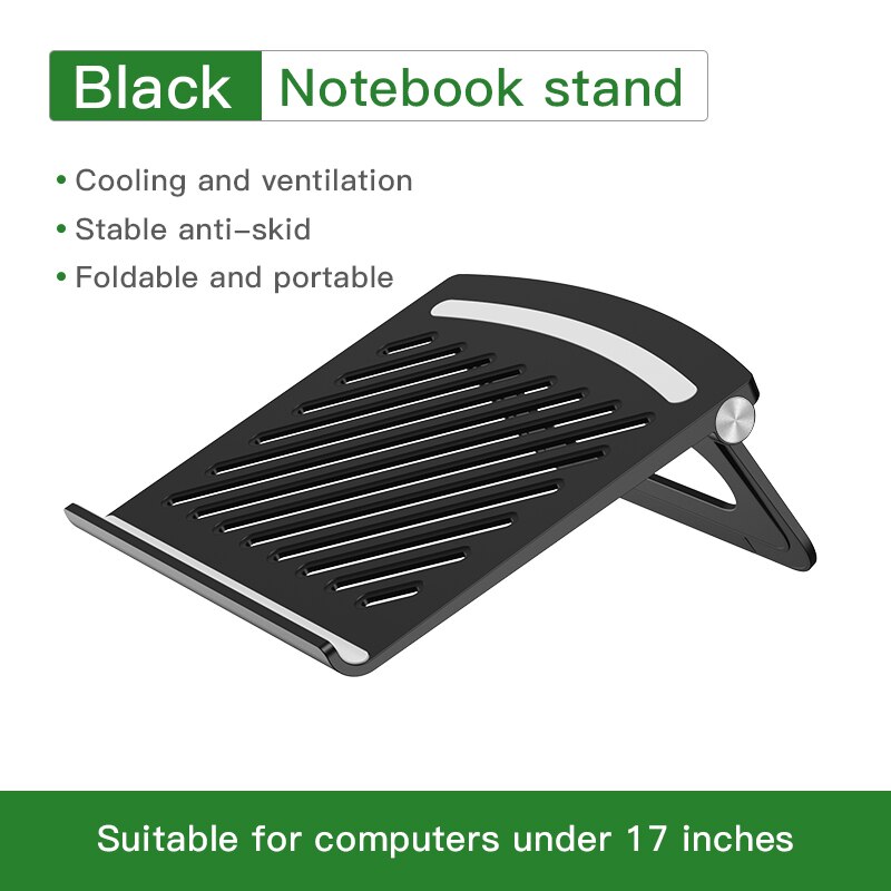Soporte de portátil para iPad Xiaomi, soporte de tableta plegable de aleación de aluminio, soporte de escritorio para Notebook, soporte para iPad PC, accesorios: Black