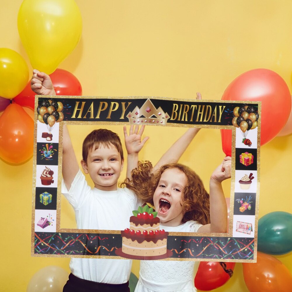 1Pc Photo Frame Paper Kids Birthday Photo Booth Prop (Assorted Color)