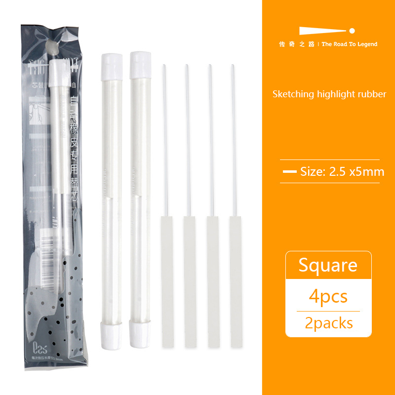 Pen Style Pencil Eraser Retractable Mechanical Eraser Square & Round Tip Stationery Art Supplies for Drawing Artist Kids Writing: Lavender