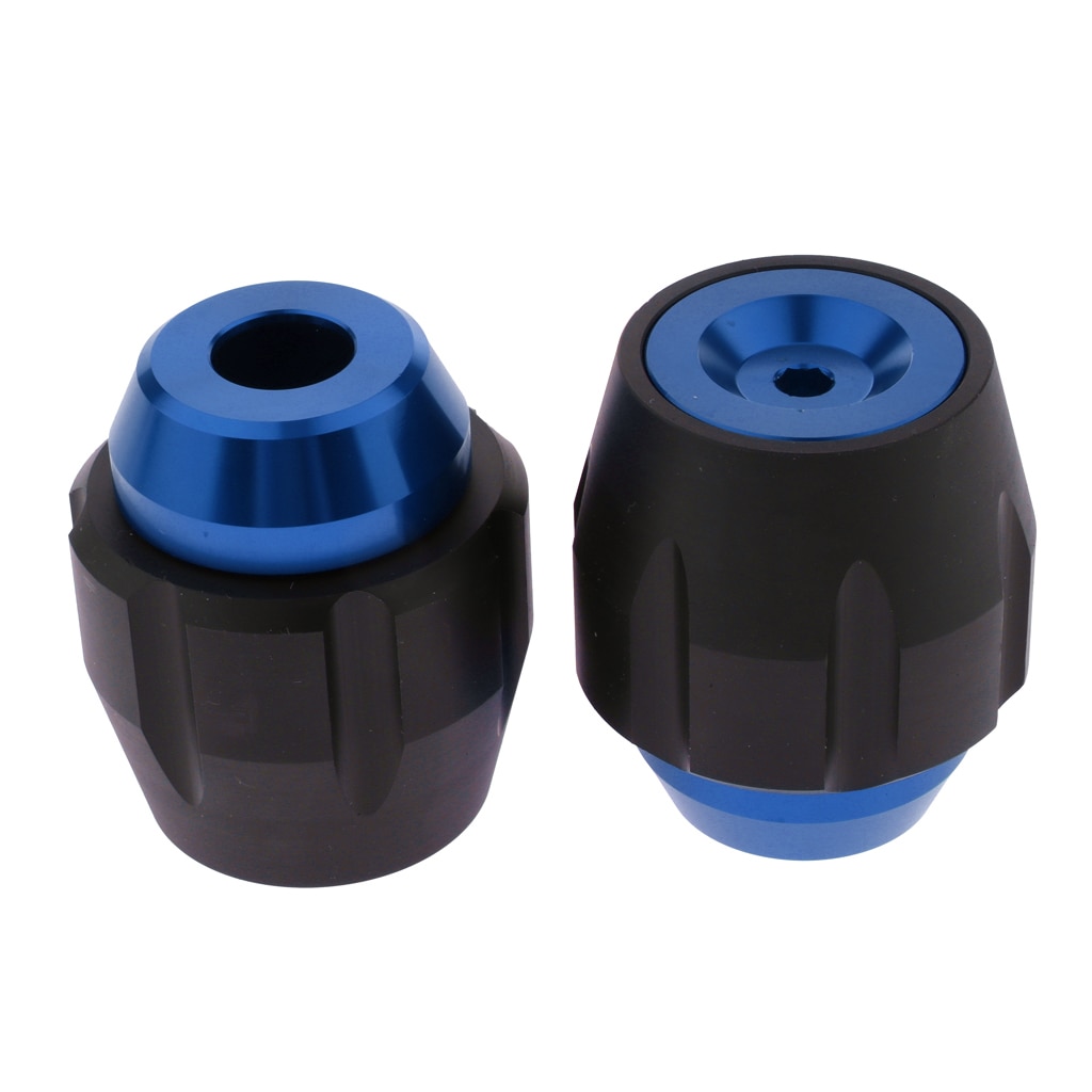 Patins de capuchon de curseur de moto de curseurs de protecteur de choc de fourche d'essieu avant pour la roue de jante avant de motos (bleu)