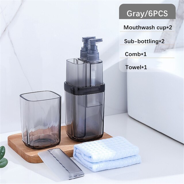 Gobelet de lavage de voyage, organisateur Portable de stockage de dentifrice brosse à dents avec sous-emballage, gobelet de séparation multifonction pour articles de toilette: 6PCS Gray