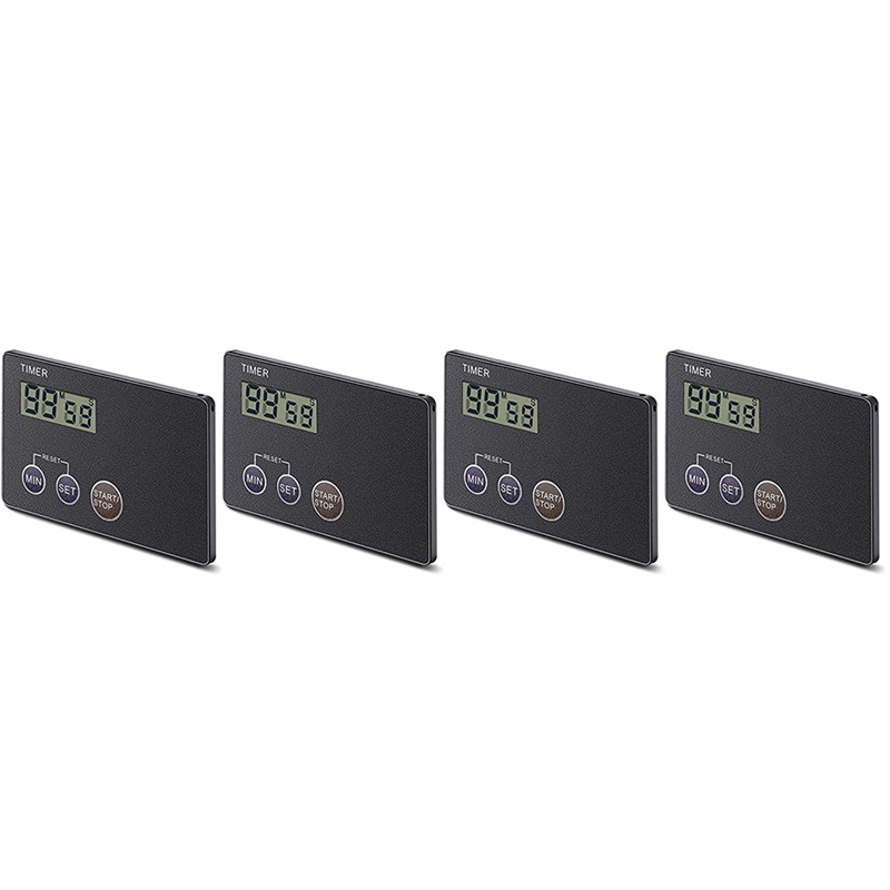 4 Pieces Magnetic Timer Portable Timer Credit Card Size Digital Countdown Timer Magnetic Back with Clip Cooking Timer: Default Title
