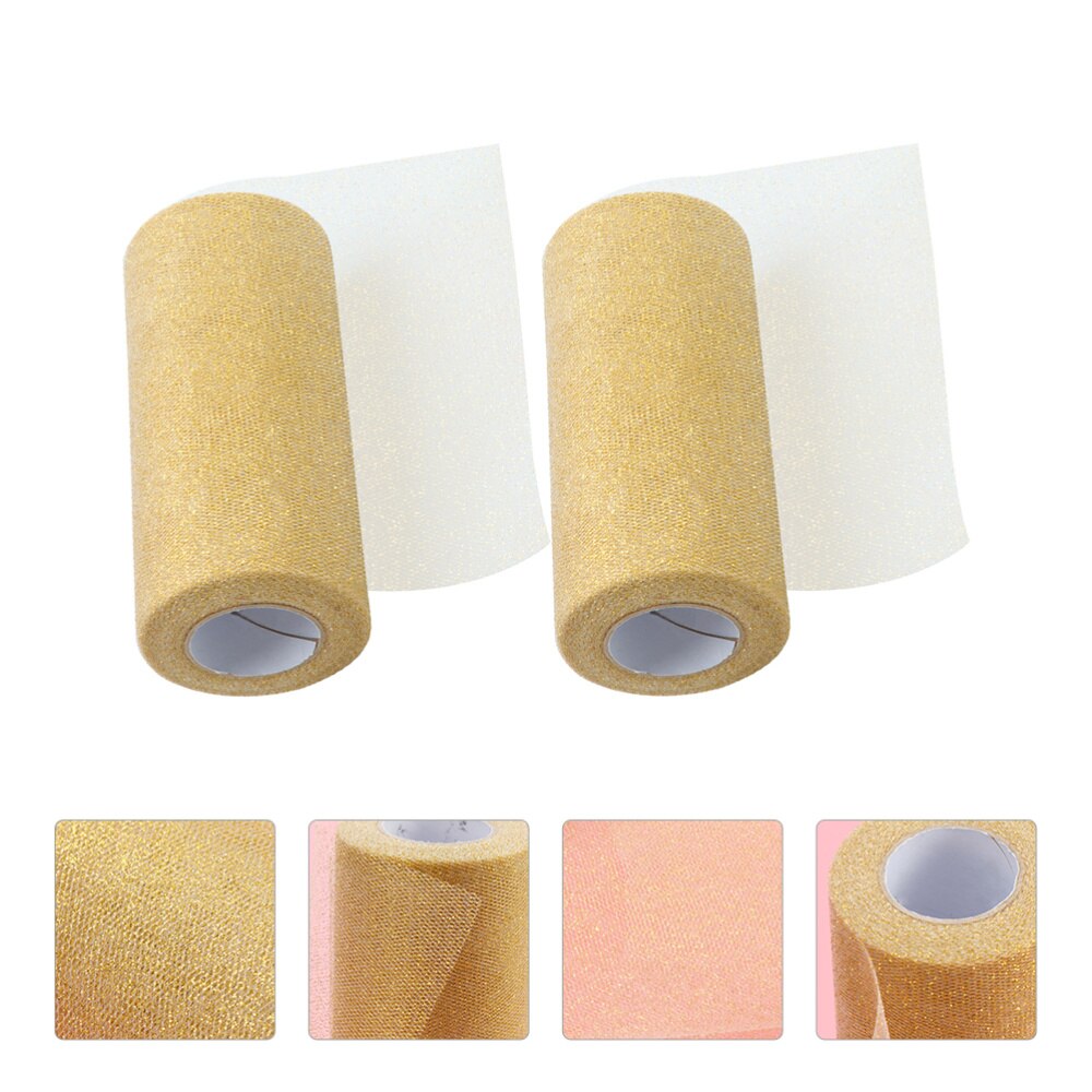 2 Rolls Wedding Decorative Tulle Roll Glitter Tulle Ribbon Fabric Tulle Spool