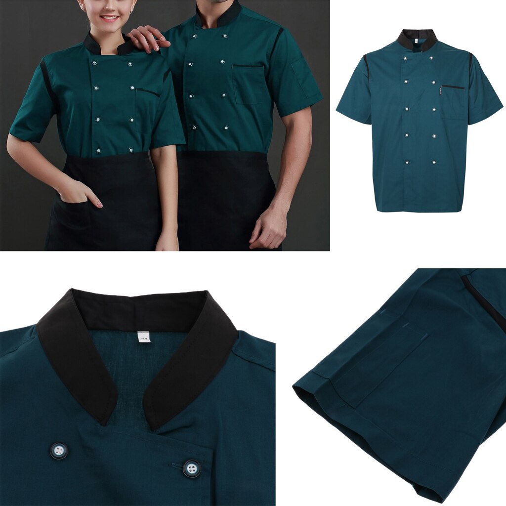 Breathable Chef Jackets Coat Double-Breasted Kitchen Uniforms Food Service Work Apparel