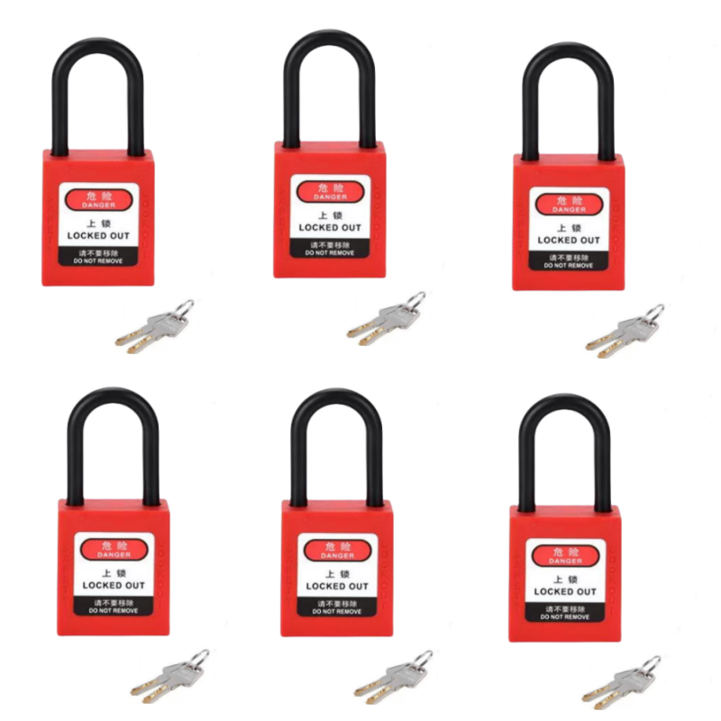 6 stuks lockout/tagout veiligheidssloten set, -6 rode sloten met verschillende sleutels, gelijksluitend, stofbestendig, osha-conform.: Blauw