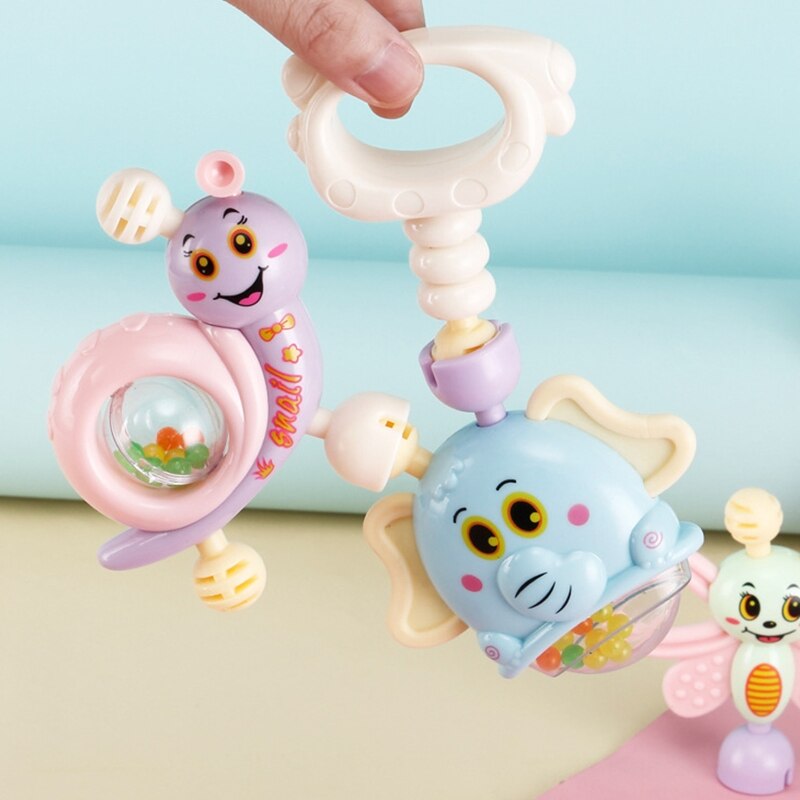 6-10pcs Baby Toys Hand Hold Jingle Shaking Bell Teether Ring Baby Rattles Toys Newborn Baby 0- 12 Months Teether Toys