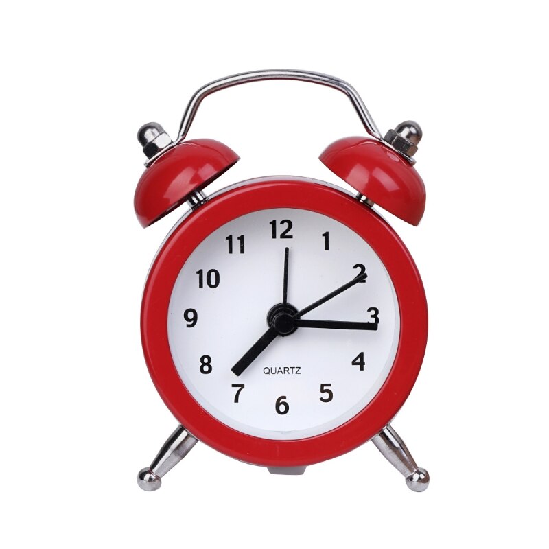 40mm Mini Metal Alarm Clock Portable Home Outdoor Lovely Cartoon Watch Retro Metal Alarm Clock Desktop: Red