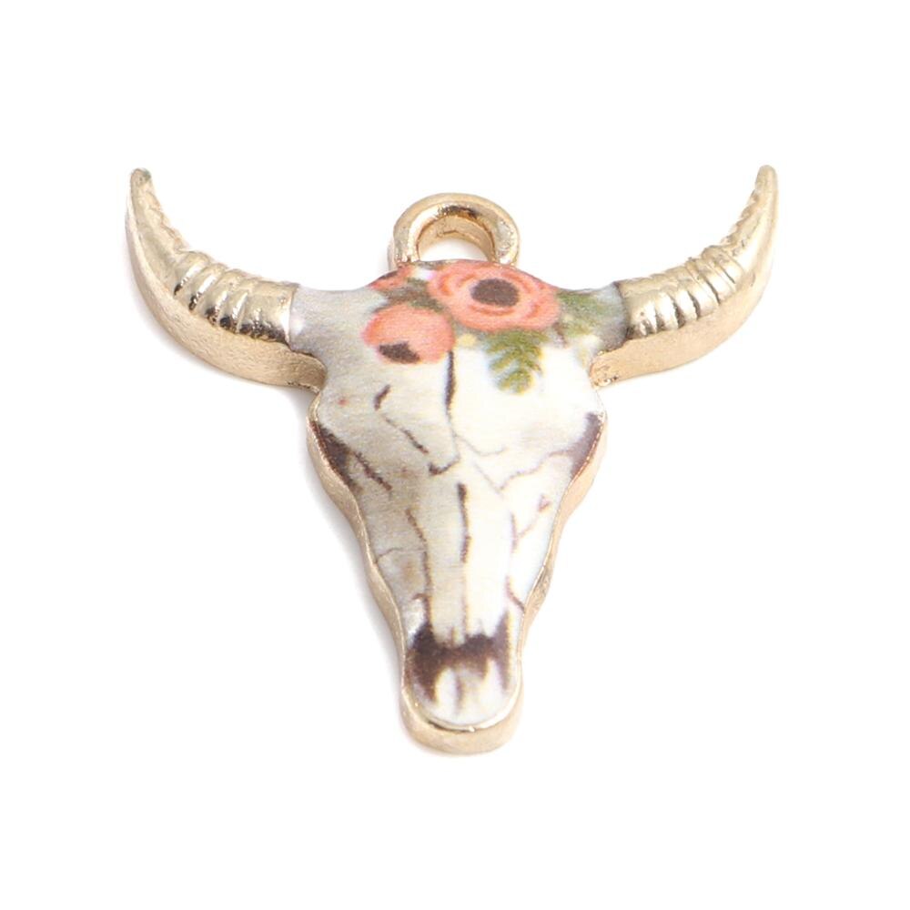 résultats faits à la main en alliage de Zinc pendentif à breloques vache Animal plaqué or émail noir et blanc pour bijoux bricolage, 10 pièces: 9