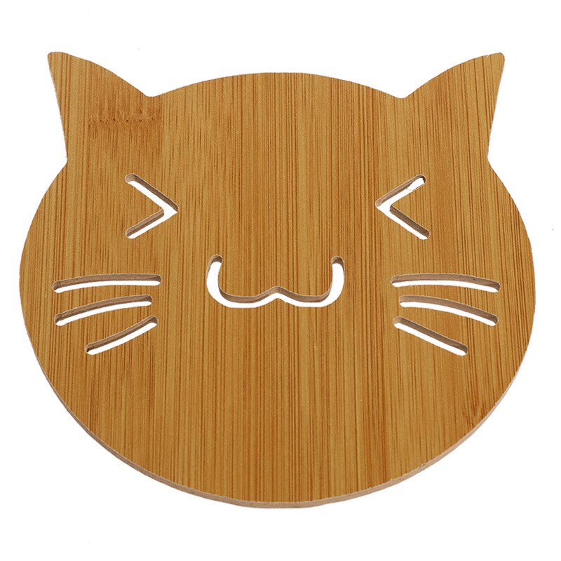 Alfombrilla de madera de dibujos animados para el hogar, tapete aislante antideslizante para mesa, tapete para olla, posavasos para té, tazón, almohadilla, posavasos, accesorios de cocina: ee
