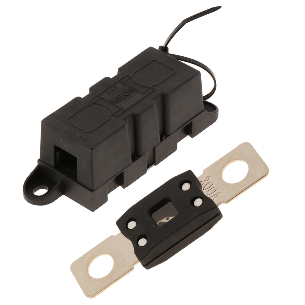 Automotive Single Terminal Fuse Holder+ Mega Bolt-Down Fuse for Forklift, Van, Marine, Truck, Boat, RV, Motorhome (300A)