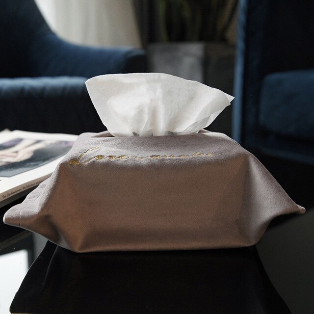 Nordic Embroidery Velvet Tissue Box Cloth Tissue Cover Home Car Pumping Storage Box Kitchen Desktop Decoration Organization: 11
