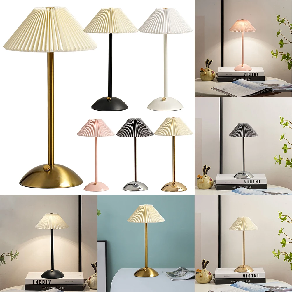 Nordische plissierte Tisch lampe mit Holz sockel Kunst Atmosphäbetreffend Lampe USB Aufladung modernen Stil für Schlafzimmer Wohnzimmer Dekor
