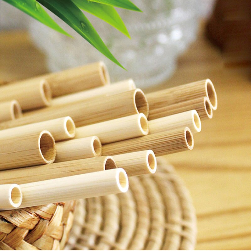 10Pcs/Set Natural Bamboo Reusable Drinking Straws Eco-friendly Party Bar Straws Reusable Accessory Cocktail Straw Steel Tools